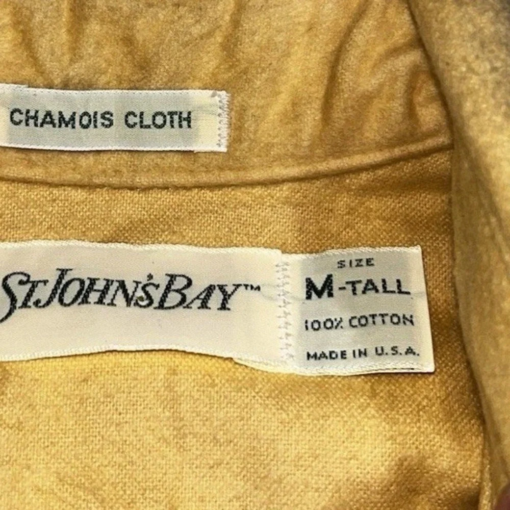 St‎ Johns Bay Mens Medium Tall Chamois Cloth Button Up Long Sleeve Shirt Yellow